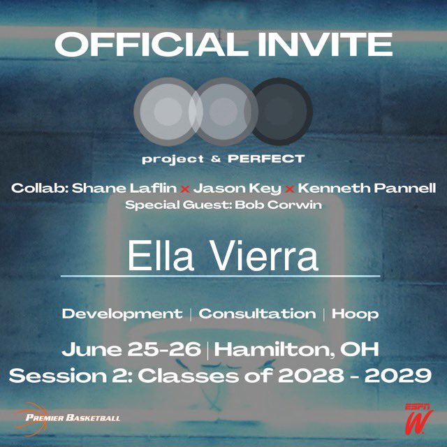 Ella Vierra (@ella_vierra2) on Twitter photo Thank you <a href="/bballjkey/">Jason Key</a> <a href="/ShaneLaflin/">Shane Laflin</a> and <a href="/KPannell71/">“KP”</a> for the invite! Excited to learn and compete!
<a href="/PRJCTandPRFCT/">Project & PERFECT</a>
<a href="/ESPN_WomenHoop/">ESPN Women's Hoops</a>
<a href="/WPABruinsAAU/">WPABruinsAAU</a>
<a href="/haizeise_/">Hailey Zeise</a> Thank you <a href="/bballjkey/">Jason Key</a> <a href="/ShaneLaflin/">Shane Laflin</a> and <a href="/KPannell71/">“KP”</a> for the invite! Excited to learn and compete!
<a href="/PRJCTandPRFCT/">Project & PERFECT</a>
<a href="/ESPN_WomenHoop/">ESPN Women's Hoops</a>
<a href="/WPABruinsAAU/">WPABruinsAAU</a>
<a href="/haizeise_/">Hailey Zeise</a>