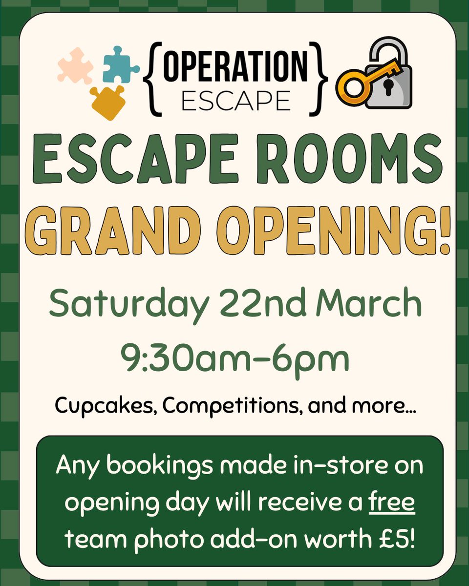 operationesc's tweet photo. Tomorrow! Come and celebrate our grand opening in West Wickham!⁠
⁠
Escape Rooms available to Book Now!🌟⁠
⁠
💻 https://t.co/g7VA9jAI9q⁠
☎️ 07752 110 363⁠
🛒Pop in Store- 83 Station Road, West Wickham, BR4 0PF⁠ https://t.co/uUAwYtsakm