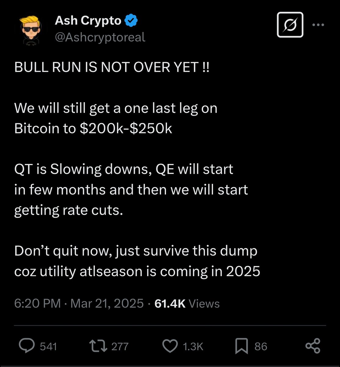 profa06's tweet image. When will this nonsense stop?

QE is not starting this year. Powell said QE won't start until rates are at 0%! That means we get rate cuts before QE begins. According to the fed dot plot, rates won't be at 0% even in 2026. So no QE in 2025 or 2026. It's really simple. We can…