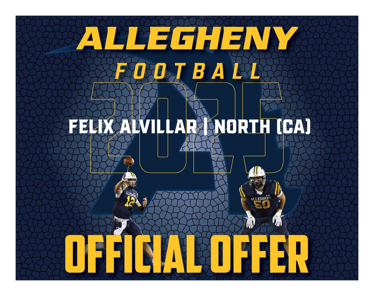 felix_alvillar (@felix_alvillar) on Twitter photo #AGTG After a great conversation with <a href="/Coach_Layer/">Braden Layer</a> I am blessed to receive an offer from <a href="/AlleghenyFB/">Allegheny Football</a>. Go Gators 🐊
<a href="/Coach_Layer/">Braden Layer</a> <a href="/Coach_Taggart22/">Jake Taggart</a> <a href="/AlleghenyFB/">Allegheny Football</a> <a href="/alleghenycol/">Allegheny College</a> <a href="/ACGatorSports/">Allegheny Gators</a> <a href="/CA_Showcase/">California Showcase</a> #AGTG After a great conversation with <a href="/Coach_Layer/">Braden Layer</a> I am blessed to receive an offer from <a href="/AlleghenyFB/">Allegheny Football</a>. Go Gators 🐊
<a href="/Coach_Layer/">Braden Layer</a> <a href="/Coach_Taggart22/">Jake Taggart</a> <a href="/AlleghenyFB/">Allegheny Football</a> <a href="/alleghenycol/">Allegheny College</a> <a href="/ACGatorSports/">Allegheny Gators</a> <a href="/CA_Showcase/">California Showcase</a>