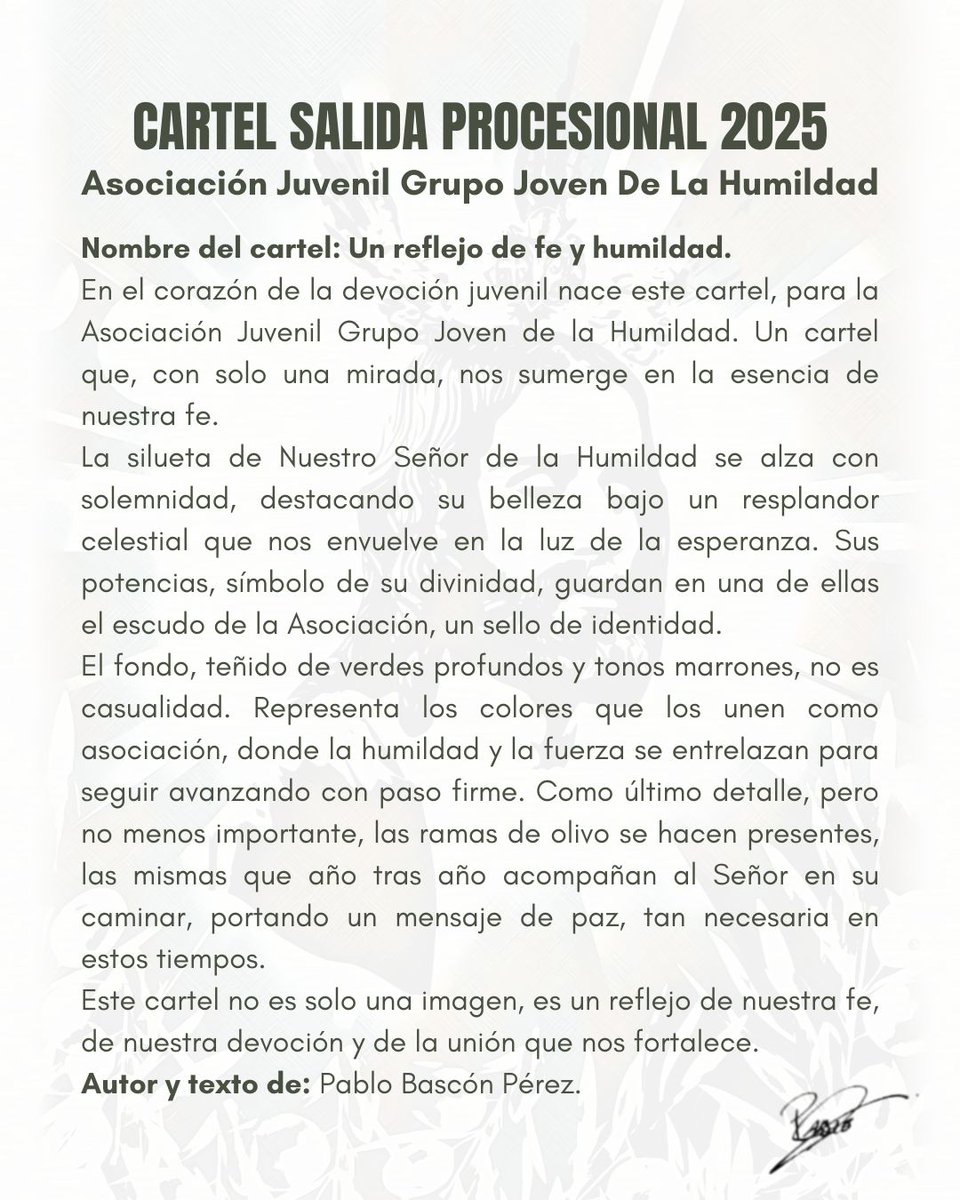Humildad_Utrera's tweet photo. 🟢 CARTEL SALIDA PROCESIONAL 2025 
Os presentamos nuestro cartel oficial para la salida procesional de 2025 
🖌️Dar las gracias a @pbp_13 por la magnífica obra realizada.

🎶Además, @am_buensuceso nos acompañará musicalmente como viene haciéndolo años tras año. https://t.co/VRmqtSjoal