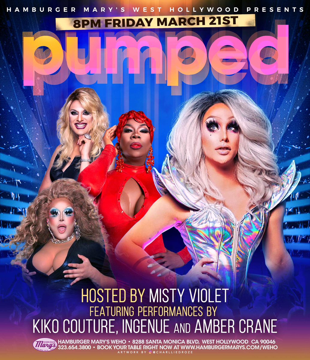 IngenueLA's tweet photo. Join me this weekend:
Friday 3/21 - Hamburger Mary’s WeHo for the PUMPED drag show starring @LatriceRoyale 8pm showtime
Saturday 3/22 - Drageteria Lady Gaga drag show at Beaches Tropicana 8pm https://t.co/Wis8NFMyNn