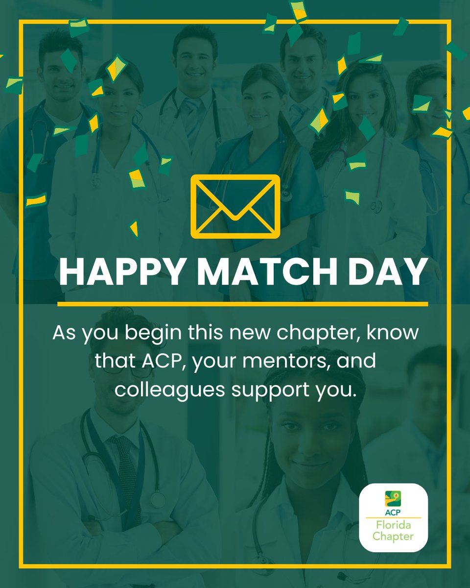 🎉 Happy Match Day! 🎉

Your hard work has led to this moment—your next chapter in residency begins now! 🏥✨ No matter where you matched, you EARNED it. Embrace the journey ahead with confidence! 🚀💙 #MatchDay2025 #FutureDoctors #ACP