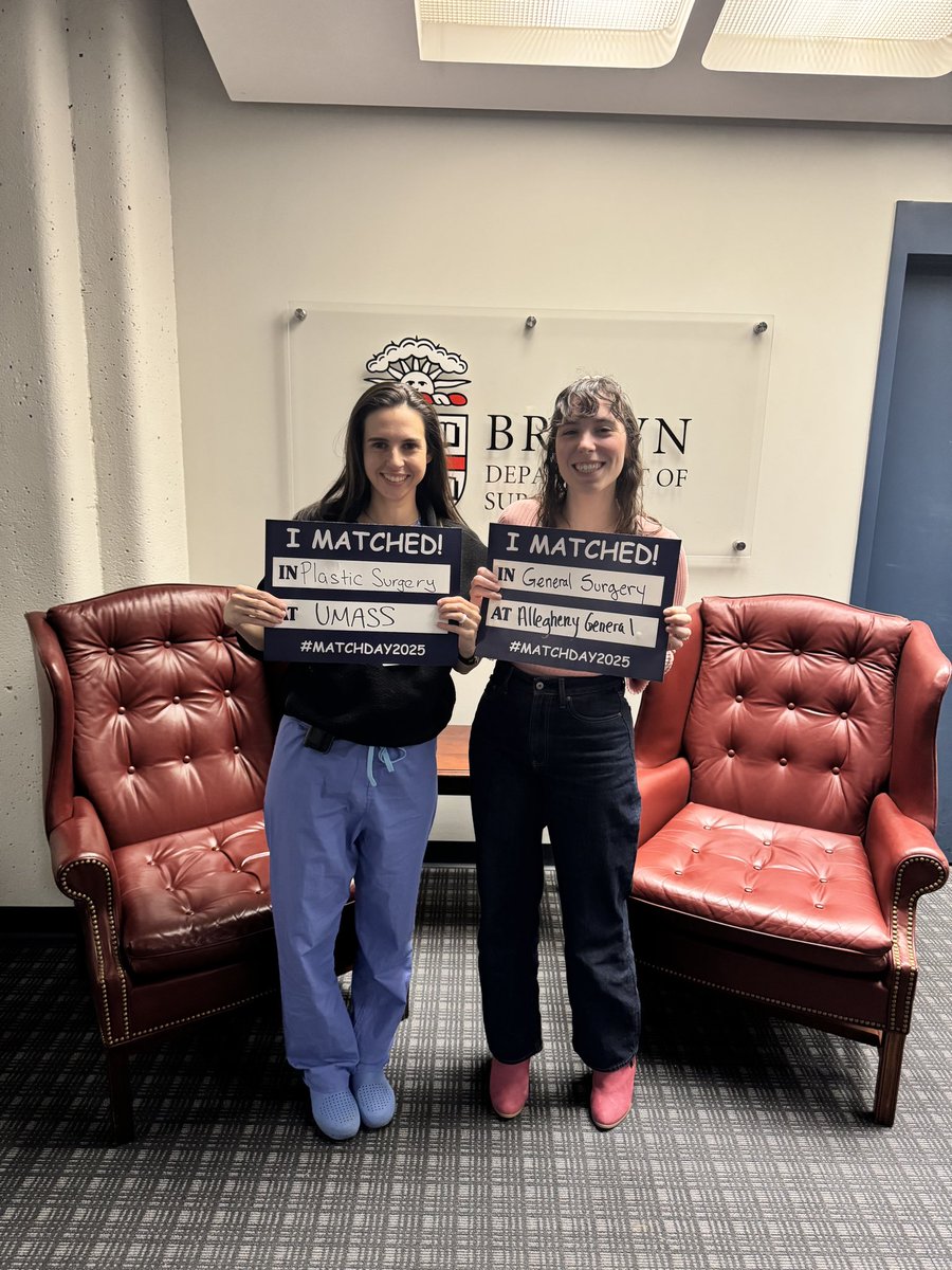 A huge congratulations to Drs. Martina Brozynski and Patricia Bucci, two of our wonderful prelim PGY-1s, who matched into amazing programs today! We will miss you but are so excited for your next steps in training! You will always be a part of the Brown Surgery family ❤️🥼