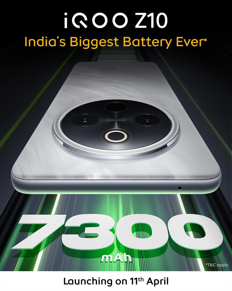 #iqoo is all set to launch its latest, Fully Loaded #iQOOZ10 #IQOOZ10series Z10, built for MegaTaskers, packed with India’s Biggest Battery Ever*—a massive 7300mAh powerhouse.. 
#mobiles #gaming #MobileGaming #gamers #TechNews #GamingCommunity #technology <a href="/global_iQOO/">iQOO</a> <a href="/IqooInd/">iQOO India</a>