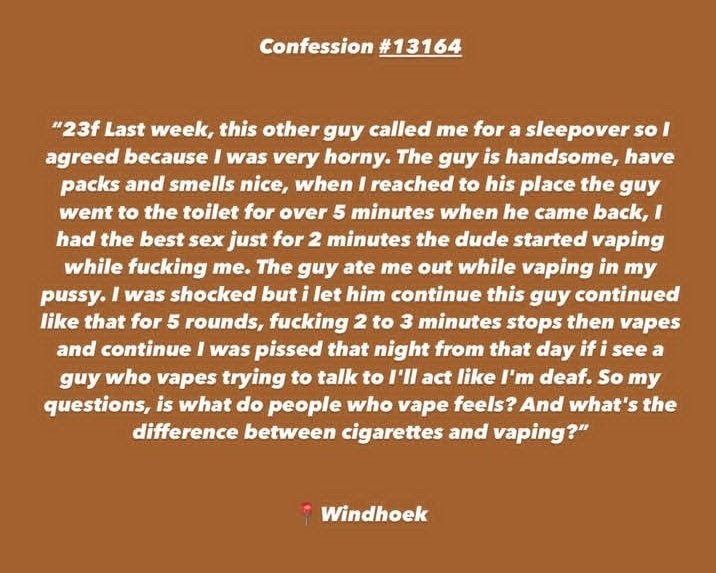 ConfessionNa20's tweet photo. Don't date guys who vapes https://t.co/ZtgK72FFLU