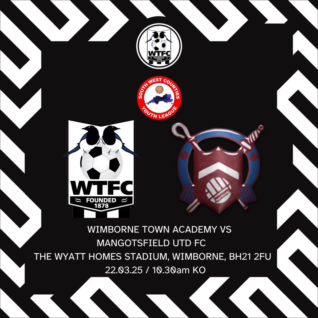 WTFC Academy (@wtfc_academy) on Twitter photo TOMORROW:
Our Academy host <a href="/MangotsfieldUtd/">Mangotsfield United FC</a> in the <a href="/SWCYouthLeague/">South West Counties Youth League (U18)</a>
🆚 Mangotsfield Utd FC
⚽️ South West Counties
🏟️ The Wyatt Homes Stadium
📍 BH21 2FU
🗓️ 22.03.2025
⏰ 10.30am KO
#upthemagpies 🥧 TOMORROW:
Our Academy host <a href="/MangotsfieldUtd/">Mangotsfield United FC</a> in the <a href="/SWCYouthLeague/">South West Counties Youth League (U18)</a>
🆚 Mangotsfield Utd FC
⚽️ South West Counties
🏟️ The Wyatt Homes Stadium
📍 BH21 2FU
🗓️ 22.03.2025
⏰ 10.30am KO
#upthemagpies 🥧