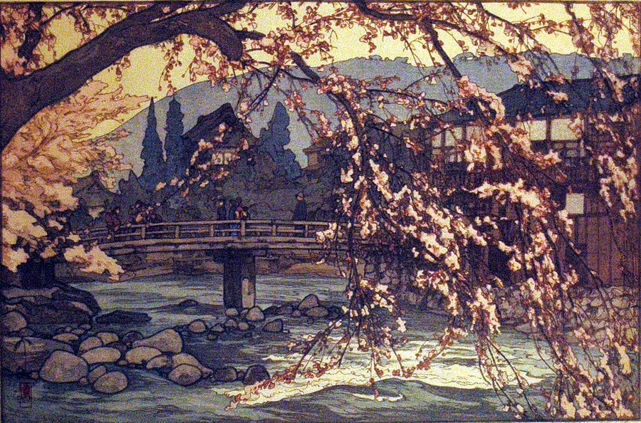 Spring in a Hot Spring, by Yoshida Hiroshi, 1940