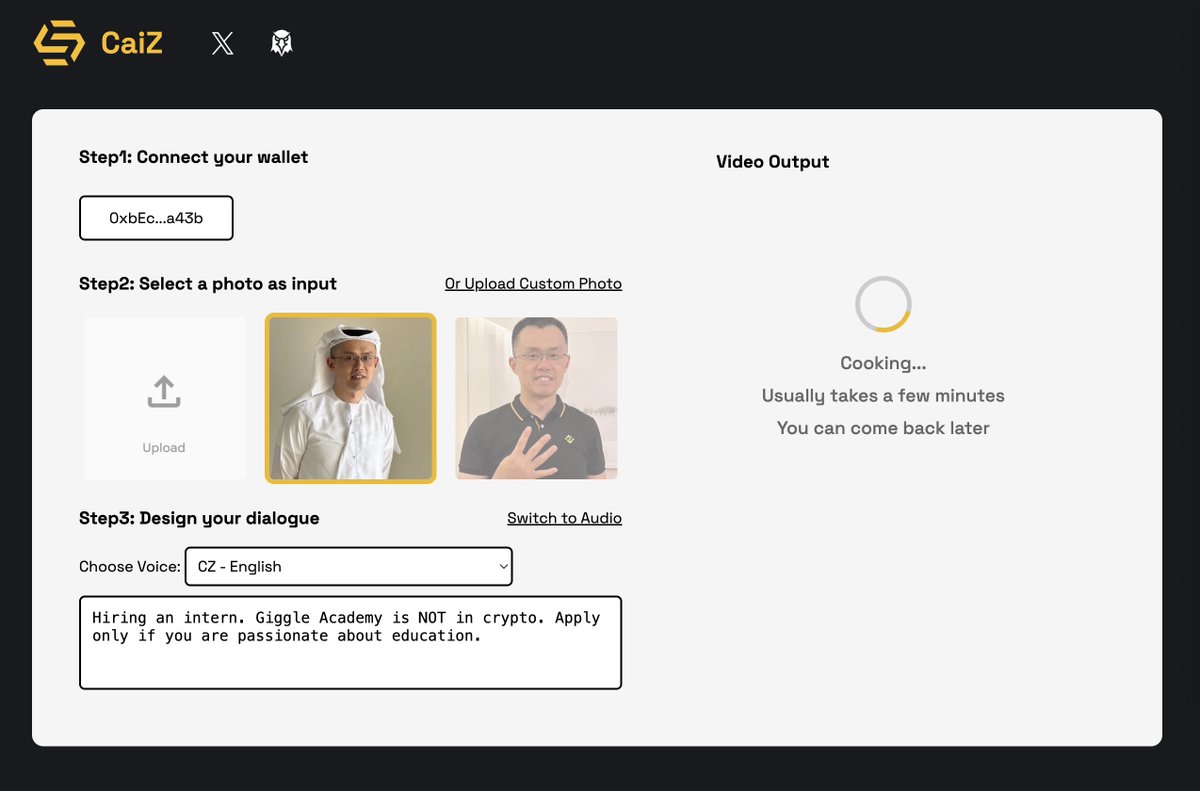 caiz_bsc's tweet photo. Early access tutorial ✨

Choose or upload a close-up of a human figure, pick a voice, and type what you want them to say—or upload/record audio. 

Then, sit back and watch as your video comes to life in just minutes! https://t.co/G48AQvRlbE