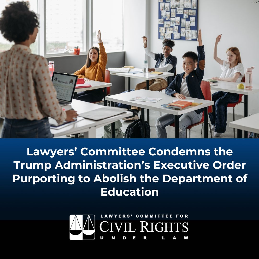 LawyersComm's tweet photo. @LawyersComm's Michael Pillera, director of the Educational Opportunities Project, issued a statement about the Trump Administration’s attempts to dismantle the Department of Ed. Read more: https://t.co/414fHB3JhF
#DOEd #CivilRights https://t.co/kWj9BFFQbP