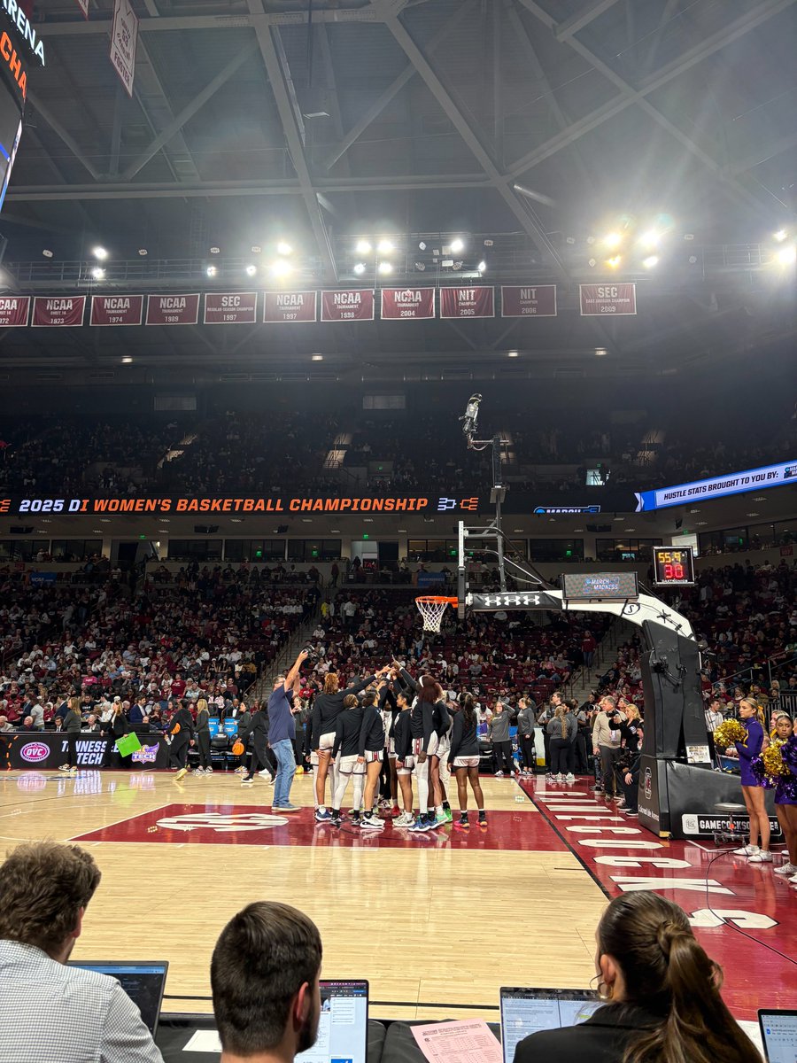 Its about that time! We are on the court for <a href="/GamecockWBB/">South Carolina Women's Basketball</a> vs. Tennessee Tech, stay tuned for live updates! #MarchMadness <a href="/SGTVSports/">SGTV Sports</a>