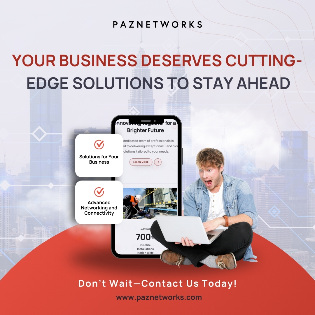 PazNetWorks's tweet photo. 📞 Don’t Wait—Contact Us Today!
Your business deserves cutting-edge solutions to stay ahead. From IT support to IoT integration, we’re here to make it happen.
🚀 Let’s transform your operations: https://t.co/ljTA8IxCef
#ContactUs #BusinessSolutions #PazNetworks https://t.co/prIXUK4o0W