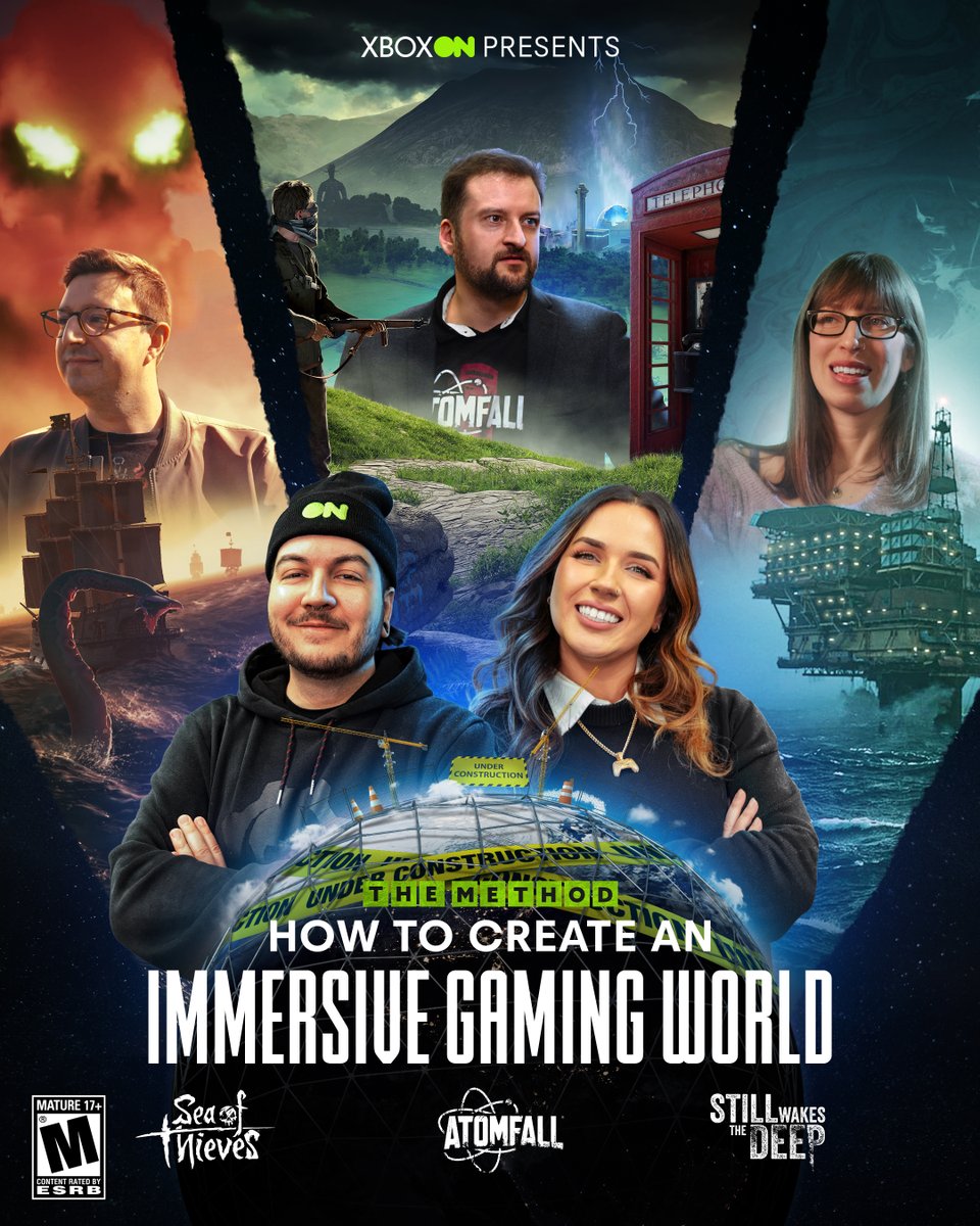 Xbox's tweet image. Ever wonder how game developers are able to build such immersive worlds?

That's what Xbox On are exploring in this episode of #TheMethod, featuring @AtomfallGame, @SeaofThieves, and @SWTD_Game. Watch it here: xbx.lv/4iwWN7m