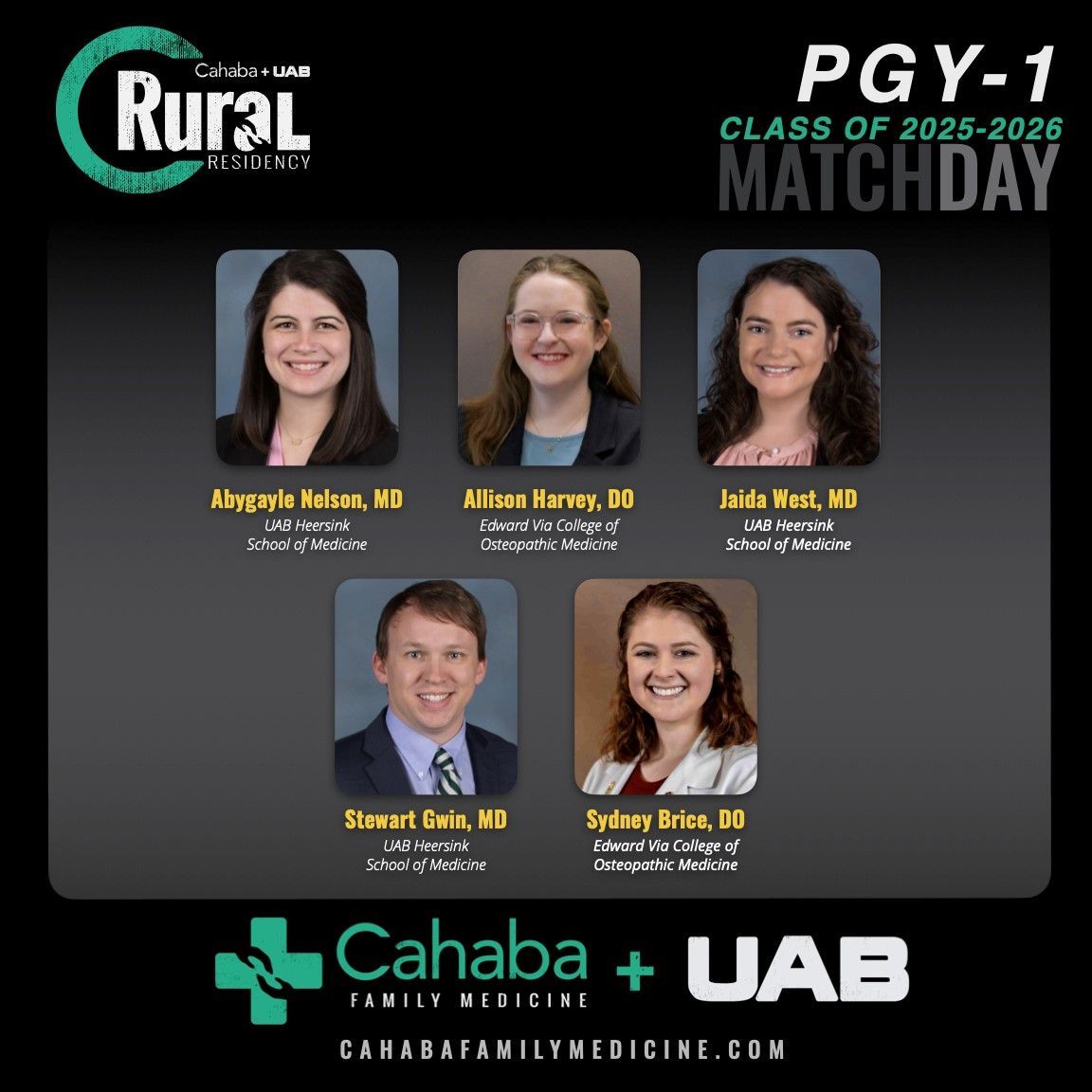 uabfcm's tweet photo. Excited to expand our family and welcome the 25 future residents who matched into the UAB Selma and Cahaba-UAB Family Medicine Residency programs. Welcome to the UAB family 🐉

#fmmatch #UABMatchDay2025 #Match2025 https://t.co/yulmSERYKF