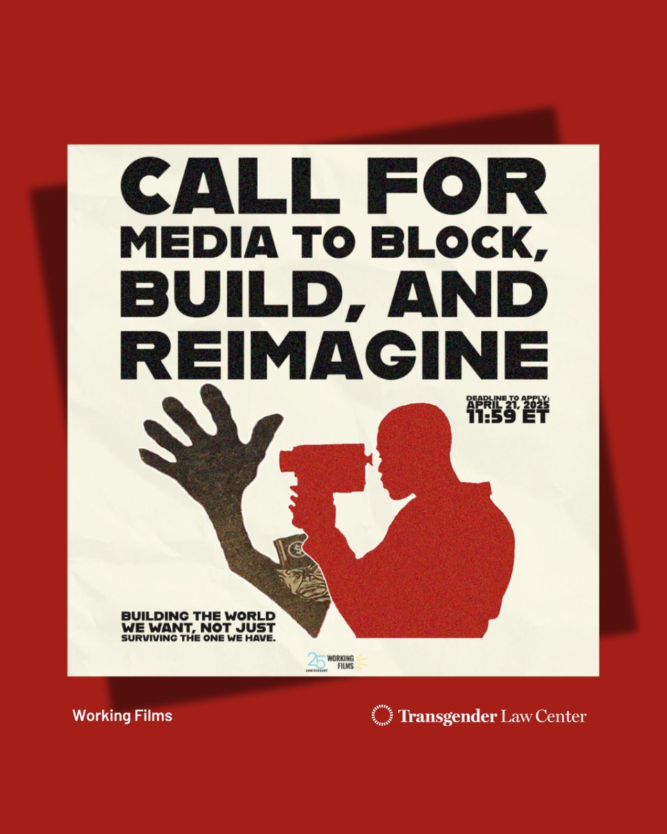 TransLawCenter's tweet photo. 🎥 Call for Media to build the world we want, not just surviving the one we have! Applications are now open for @WorkingFilms #DocsinAction until April 21st! Learn more: https://t.co/NjTAPszS5B. https://t.co/Mb5CoZy0h0