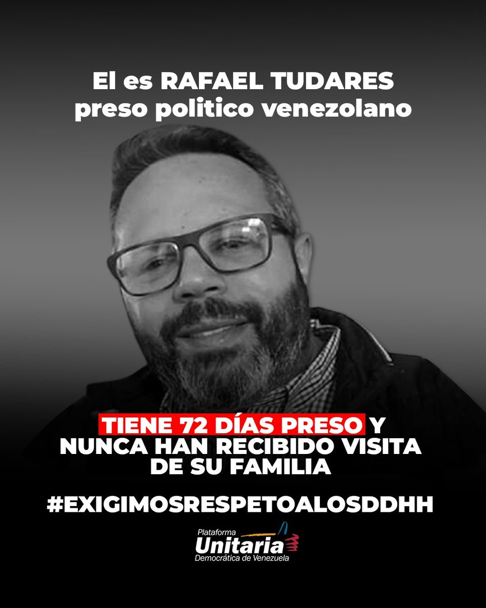 unidadvenezuela's tweet photo. En Venezuela hay más de 890 presos políticos inocentes, quienes están sometidos a violaciones sistemáticas de DDHH, como son los casos de los compañeros @ENRIQUEMARQUEZP y Rafael Tudares, quienes tienen 72 días presos injustamente y nunca han recibido visita de sus familiares.

Denunciamos ante los organismos internacionales esta grave situación y exigimos su libertad y la de todos los presos políticos, y que cesen las violaciones a sus derechos. #ExigimosRespetoALosDDHH #LibertadParaTodosLosPresosPolíticos