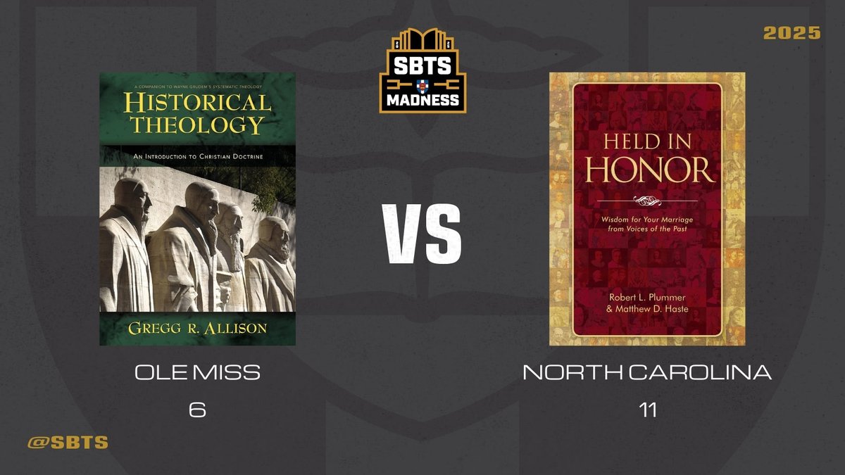 SBTS's tweet photo. Repost your way to a better library.

It's game time—and that means another SBTS Madness Giveaway.

• Historical Theology by Allison — @Zondervan
• Held in Honor by Plummer and Haste — Christian Focus

Repost this tweet to enter.
See all the giveaways and the full Faculty Library at https://t.co/XR2palescI

#SBTSMadness