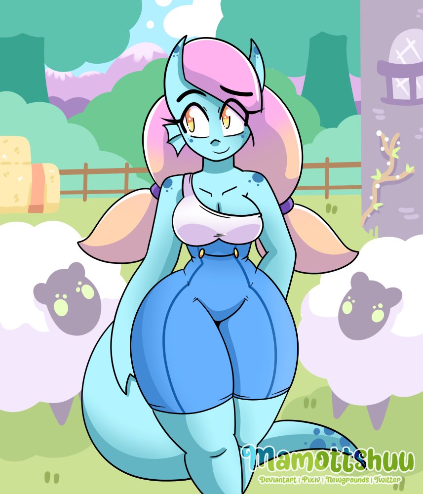 💙💛Eevie is an alien girl who came to ... "earth" to live. She was taken in by Heather the wheat witch and helps out with the animals on the farm.