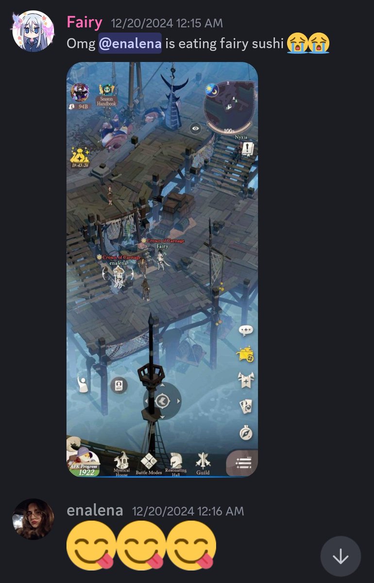 MissMoonlite's tweet photo. @AFK_Journey #afkjmemory so many memories, but my favorite was when I pretended to be a fish in waves of intrigue and my guildmate found me and pretended I was sushi. So silly but good times.
UID: 4049219 https://t.co/qlDgdLhDTh