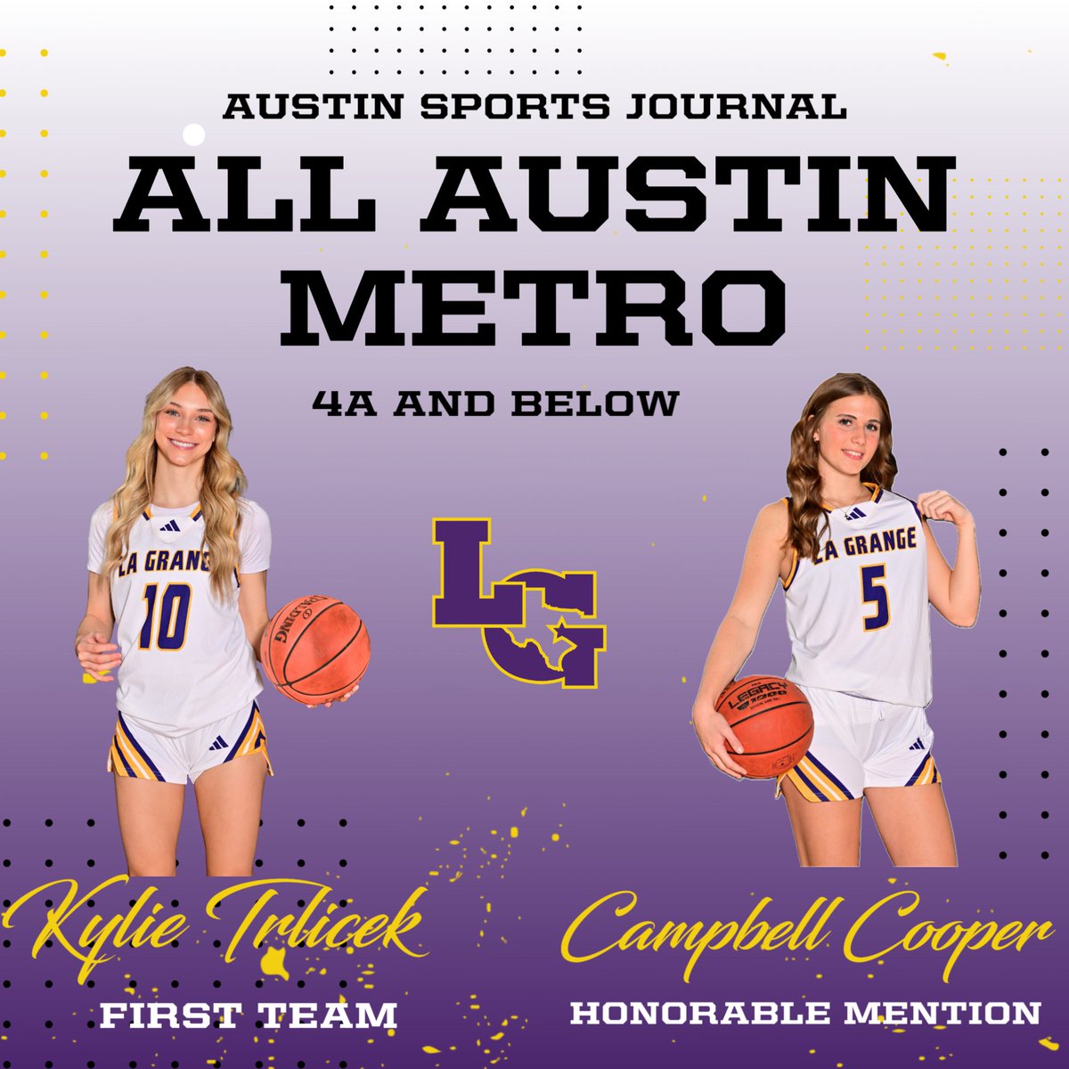 La Grange Girls Basketball (@ladylepsbball) on Twitter photo Congrats Kylie and Campbell for being named to the All Austin Metro Team! Proud of you!! #OntheProwl #LadyLepBasketball <a href="/kylietril_bball/">Kylie Trlicek</a> <a href="/CampbellCoop_05/">Campbell Cooper</a> Congrats Kylie and Campbell for being named to the All Austin Metro Team! Proud of you!! #OntheProwl #LadyLepBasketball <a href="/kylietril_bball/">Kylie Trlicek</a> <a href="/CampbellCoop_05/">Campbell Cooper</a>
