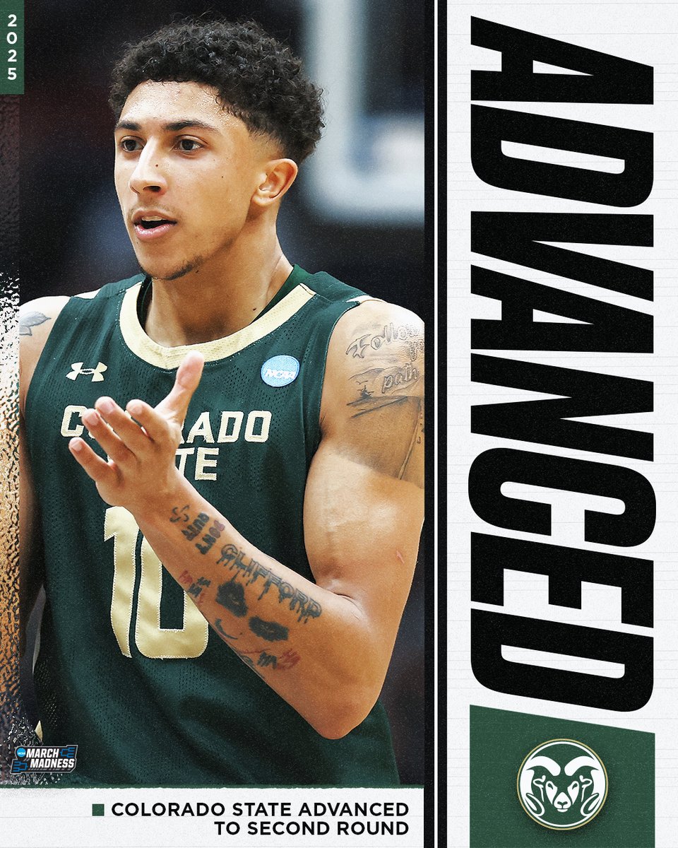 MarchMadnessMBB's tweet image. COLORADO STATE IS MOVING ON 🔥

The Rams put up a complete performance to defeat (5) Memphis 78-70 🐏

#MarchMadness
