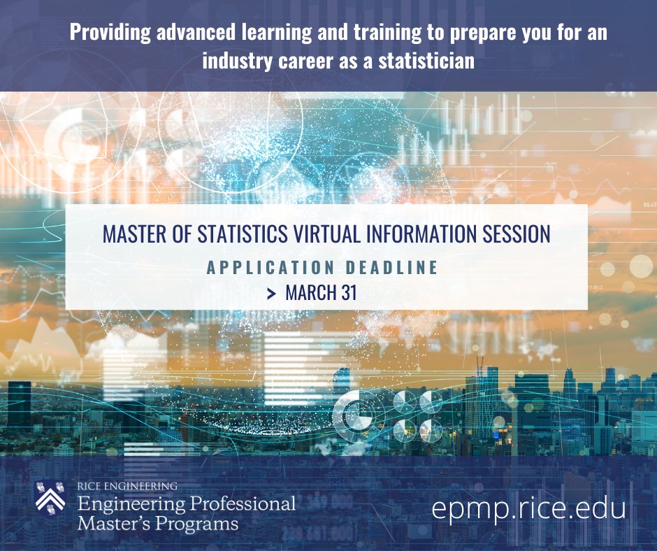 🚨 Join our upcoming Virtual Information Session for the Professional Master's in Statistics (MStat) program!

📅 March 26, 2025
⏰ 7:00 PM CST 
Register now: bit.ly/3C6BnrY