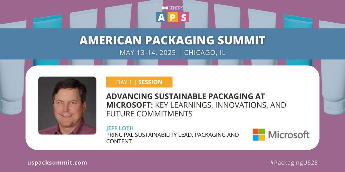 We’re excited to welcome Jeff Loth, Principal Sustainability Lead, Packaging and Content at Microsoft, to the American Packaging Summit 2025! 

Register now at: hubs.ly/Q03c-9fH0

_

 #PackagingUS25