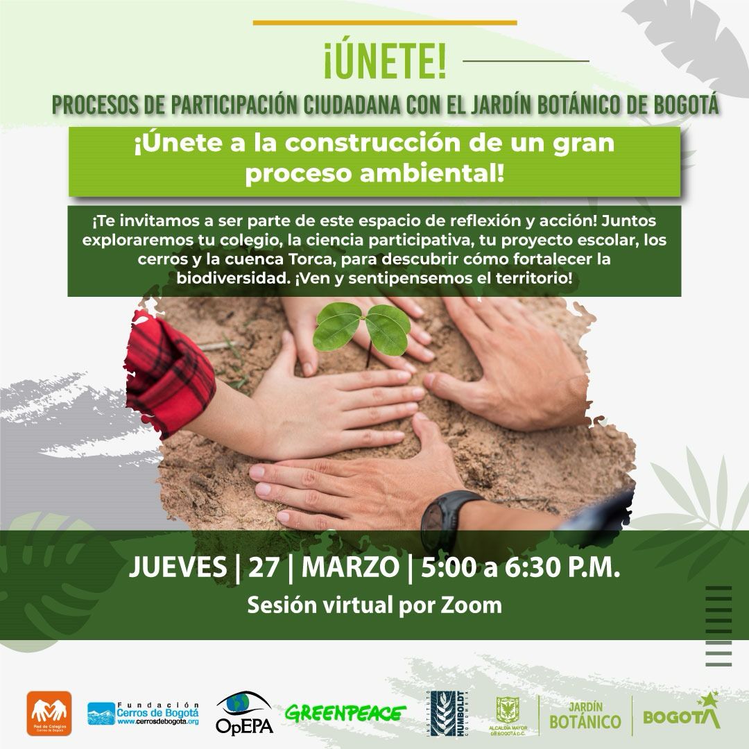 Hagamos ciencia ciudadana en los cerros y cuenca.🏞

Te invitamos a este espacio de reflexión y acción donde exploraremos juntos la ciencia participativa.🤝 ¡Sentipensemos el territorio junto al <a href="/JBotanicoBogota/">Jardín Botánico BOG</a>!🌎

💻 Link: bit.ly/4hvkOdw