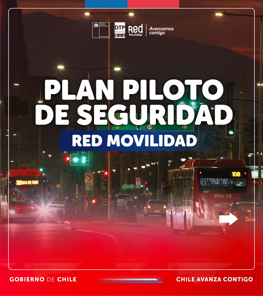 🔴👮Muévete en modo nocturno con el plan de Televigilacia que facilita tus viajes durante la noche🌜🚍.⁣⁣
🚏🚌Baja del bus entre paradas del recorrido.⁣⁣
💡Mejoramos la iluminación en + de 500 paradas✅
👉🏻 red.cl/red-comunica/r…