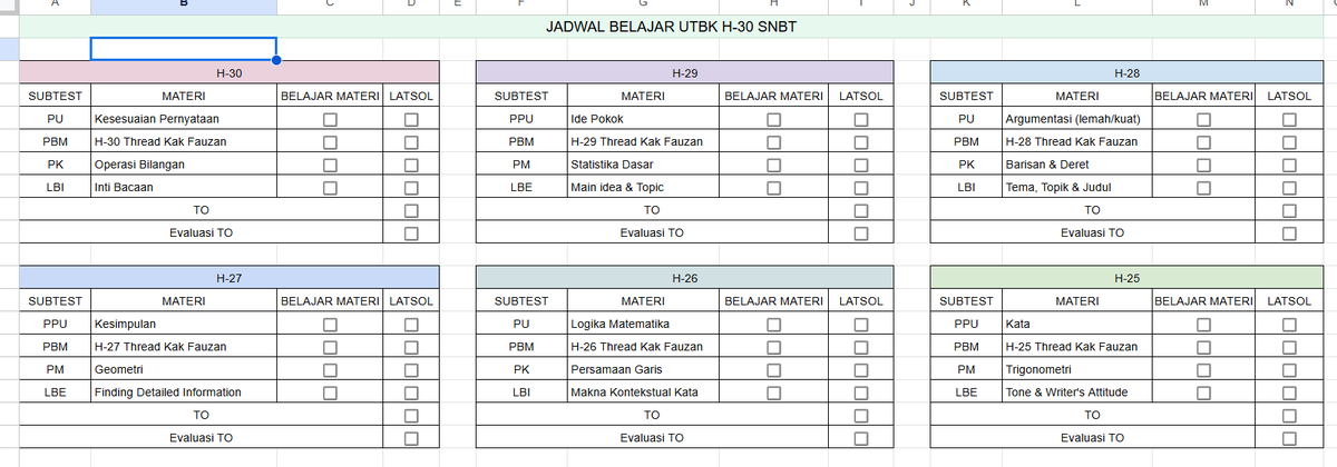 📄 JADWAL BELAJAR H-30 SNBT📄

📎 docs.google.com/spreadsheets/d…
 
#studytwt #AMBISVERSE
