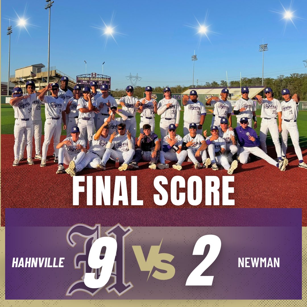 Hahnville HS Baseball (@hhstigerbsb) on Twitter photo Tiger win the day against Newman!
Offense:
<a href="/GuariscoKaleb/">Kaleb Guarisco</a> 3-3 3RBI BB
<a href="/KoaRomero12/">Koa Romero</a> 2-3 2 RBI
<a href="/KobyCaulfi/">Koby Caulfield</a> 2-2 1RBI 2 BB
Pitching:
<a href="/MatthewPlaisan7/">Matthew Plaisance</a> CG 2H 7K 1BB
Back tomorrow against Vanderbilt Catholic at 1:00
Geaux Tigers!๐
Tiger win the day against Newman!
Offense:
<a href="/GuariscoKaleb/">Kaleb Guarisco</a> 3-3 3RBI BB
<a href="/KoaRomero12/">Koa Romero</a> 2-3 2 RBI
<a href="/KobyCaulfi/">Koby Caulfield</a> 2-2 1RBI 2 BB
Pitching:
<a href="/MatthewPlaisan7/">Matthew Plaisance</a> CG 2H 7K 1BB
Back tomorrow against Vanderbilt Catholic at 1:00
Geaux Tigers!๐