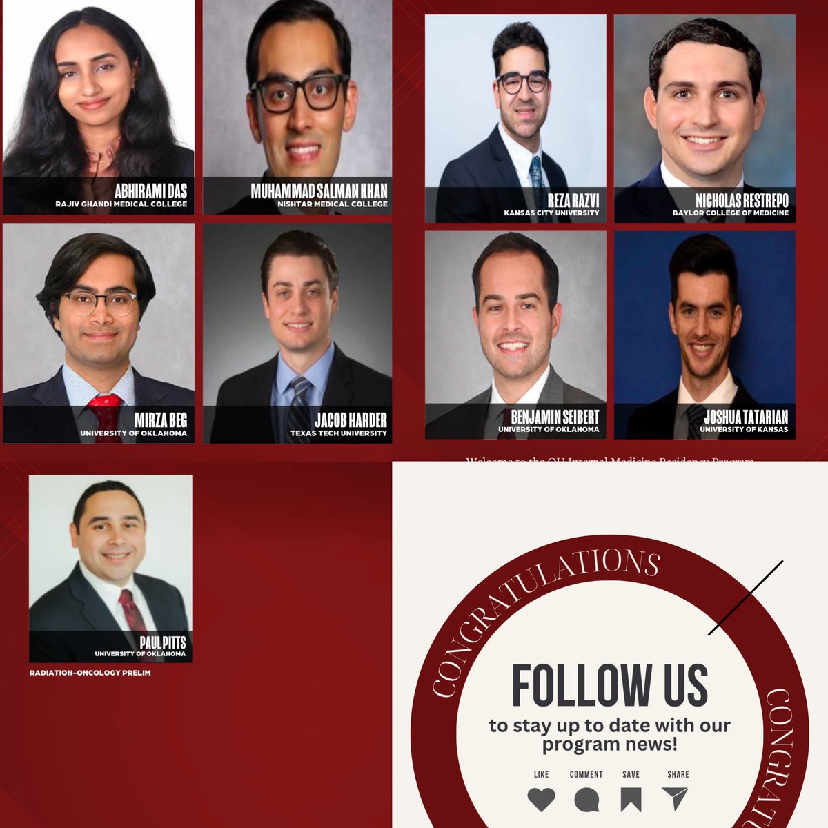 OU_internalmed's tweet image. We are so thrilled to welcome our newest class of residents! Congratulations to each and every one of you. We are looking forward to meeting you! Congrats to everyone who matched. #MatchDay2025 #ResidencyMatch