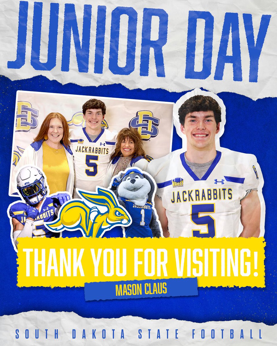Mason Claus (@_mason_claus) on Twitter photo Had a great Junior day at South Dakota State University! Thank you to all the coaches and staff involved! <a href="/GoJacksFB/">SDSU Football</a> <a href="/GoJacksSDSU/">South Dakota State Jackrabbits</a> Had a great Junior day at South Dakota State University! Thank you to all the coaches and staff involved! <a href="/GoJacksFB/">SDSU Football</a> <a href="/GoJacksSDSU/">South Dakota State Jackrabbits</a>