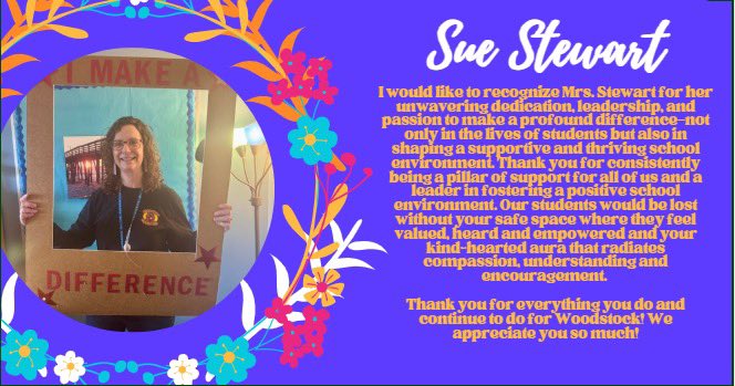 WoodchuckWorld (@woodchuckworld) on Twitter photo Thank vou for consistently being a leader in our school
environment. Our students would be lost without your safe space where they feel valued, heard and empowered. Your kind heart radiates positivity!  You make a difference, Mrs. Stewart! Thank vou for consistently being a leader in our school
environment. Our students would be lost without your safe space where they feel valued, heard and empowered. Your kind heart radiates positivity!  You make a difference, Mrs. Stewart!