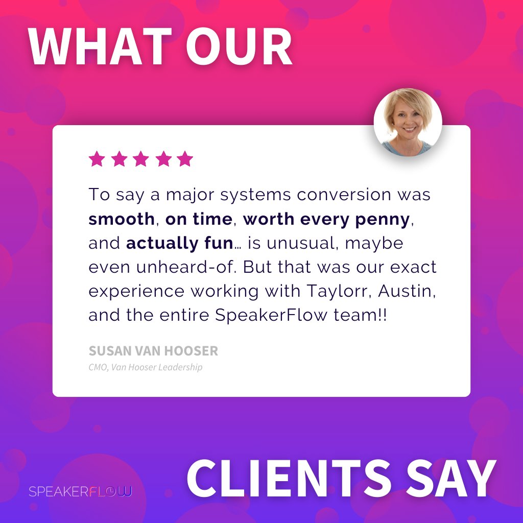 SpeakerFlow's tweet image. This review isn’t just a pat on the back; it’s a reminder of why we do what we do. So here’s to all our clients—thank you for inspiring us, challenging us, and allowing us to help you build a business that thrives! 🙏💼✨

#professionalspeaker #thoughtleadership