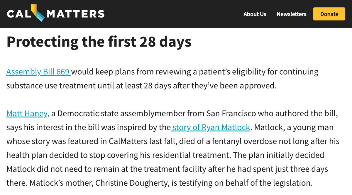 mattdorsey's tweet photo. Thank you, Assemblymember @MattHaneySF, for being such a champion for the recovery community!
@AsmMattHaney’s #AB669 will protect potentially lifesaving drug treatment from being denied by insurers for the first 28 days. Thanks also to @CCAPP4U & @CAC_Updates for your support. https://t.co/IP8POA7p8Y