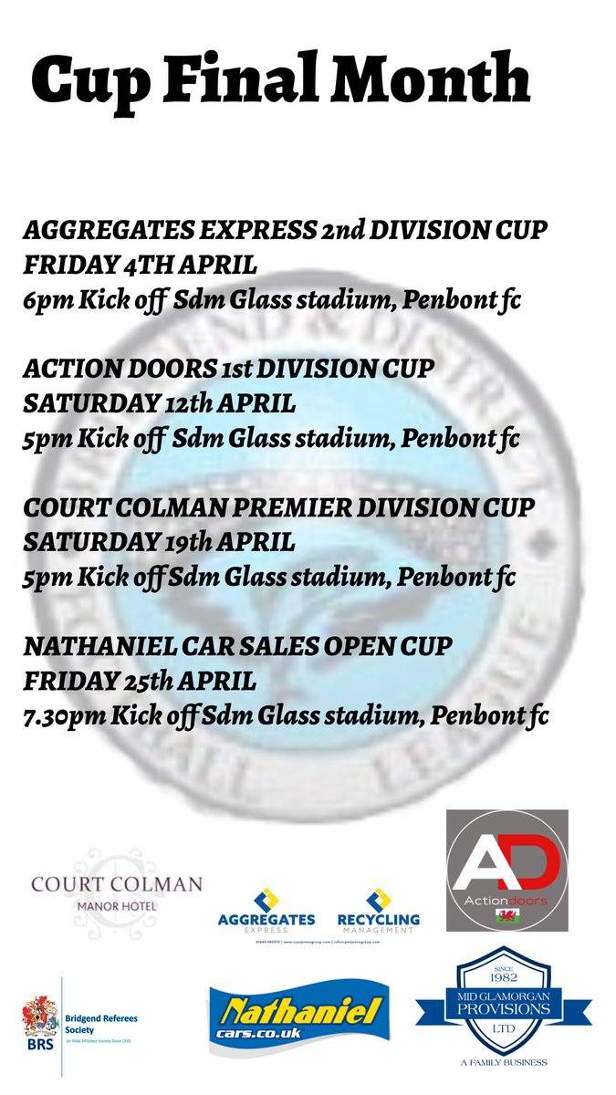 Saturdays fixtures <a href="/AllWalesSport/">All Wales Sport</a> <a href="/BridgendReferee/">Bridgend Referees Society</a>