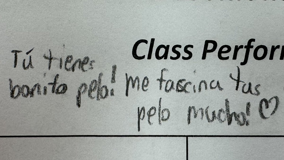 Nothing else needs to be said… you got to love these students. They are always wanting to let you know about something. I am bald but no offense taken because she wrote in Spanish….. on a Friday last period.
