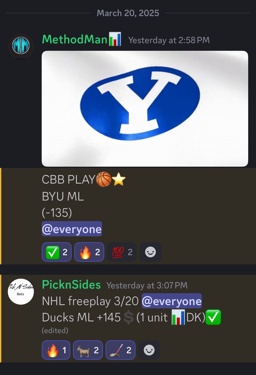 PicknSides (@picknsides) on Twitter photo 2 free play winners given out on our discord <a href="/_GreenLightCrew/">GreenLightCrew ππ΄</a> yesterday link in profile to join free #freepicks #freebets #MarchMadness #NHL 2 free play winners given out on our discord <a href="/_GreenLightCrew/">GreenLightCrew ππ΄</a> yesterday link in profile to join free #freepicks #freebets #MarchMadness #NHL