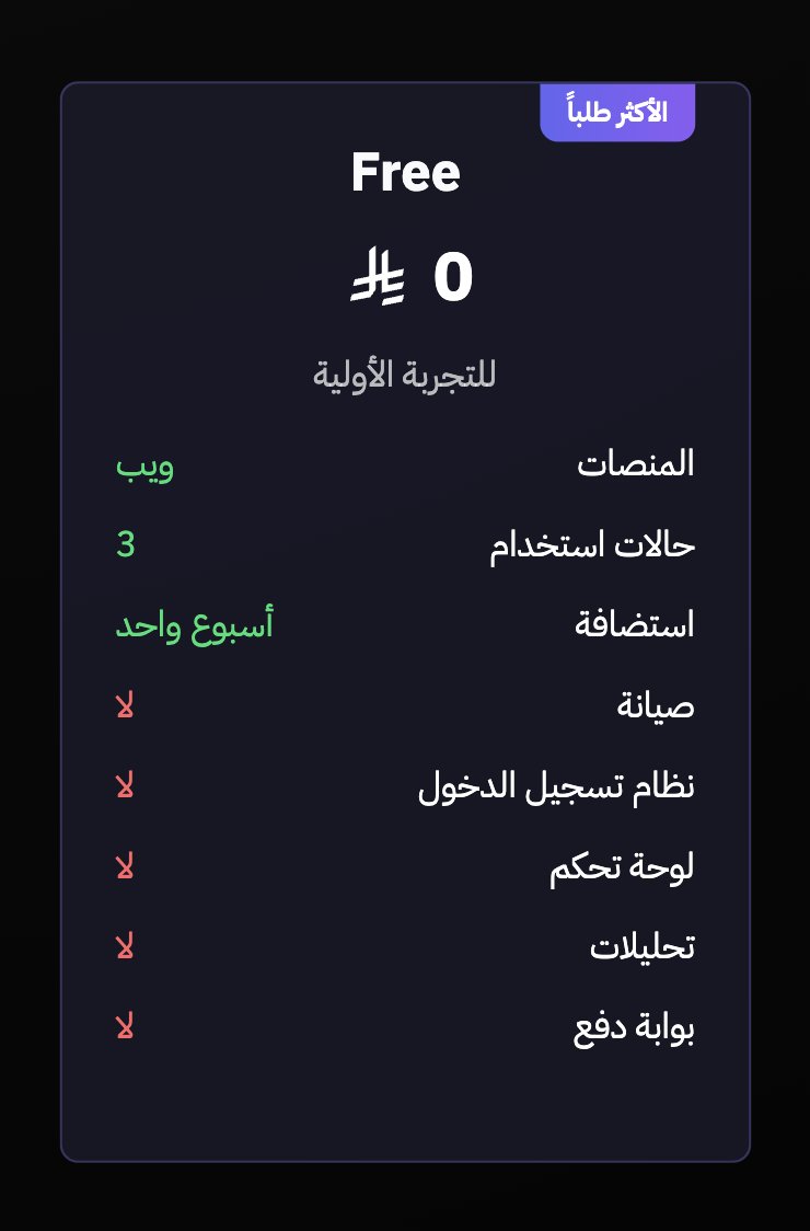 أهلاً بالعالم!

وتحديداً أصحاب العقول المختلفة!! 

نداء لكل من يبحث عن شريك تقني يساعده "يطلق" النسخة الأولى من مشروعه لترى العالم!! 

احنا هنا عشانكم!

وبمناسبة أول تغريدة وقرب العيد، نفتتح التجربة المجانية لأول ١٠ مشاريع تقدم طلب مشروع

قدم الحين
etlaq.app
