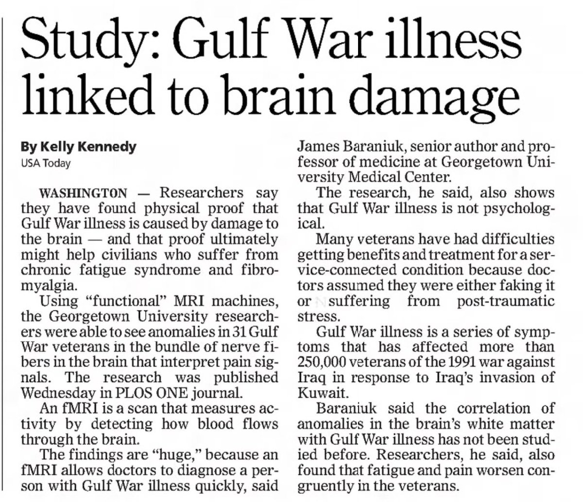 RFH1955's tweet image. The Daily Spectrum, Utah, US. 21st March 2013. 
Brain damage found in #gulfwarsyndrome #gws sufferers.

#myalgicencephalomyelitis #myalgice #cfsme #mecfs #fibromyalgia