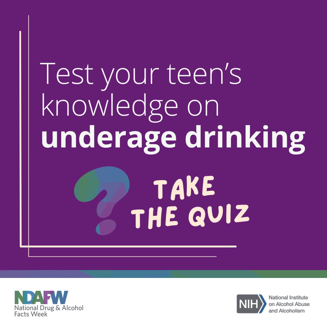 NIAAA News (@niaaanews) on Twitter photo Looking for fun, interactive activities that help teenagers learn about drugs and alcohol, the developing brain, and managing stress? Check out this collection of Kahoot! quizzes at brnw.ch/21wRuVF. <a href="/NIDAnews/">NIDAnews</a>
#NDAFW Looking for fun, interactive activities that help teenagers learn about drugs and alcohol, the developing brain, and managing stress? Check out this collection of Kahoot! quizzes at brnw.ch/21wRuVF. <a href="/NIDAnews/">NIDAnews</a>
#NDAFW