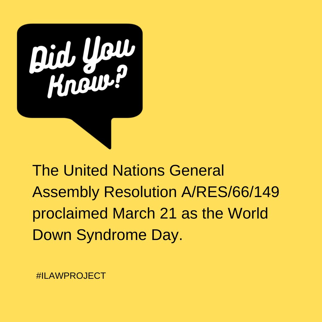 The estimated incidence of Down syndrome is between 1 in 1,000 to 1 in 1,100 live births worldwide.

#WorldDownSyndromeDay #GlobalIssues #Education #Didyouknow #ilawproject