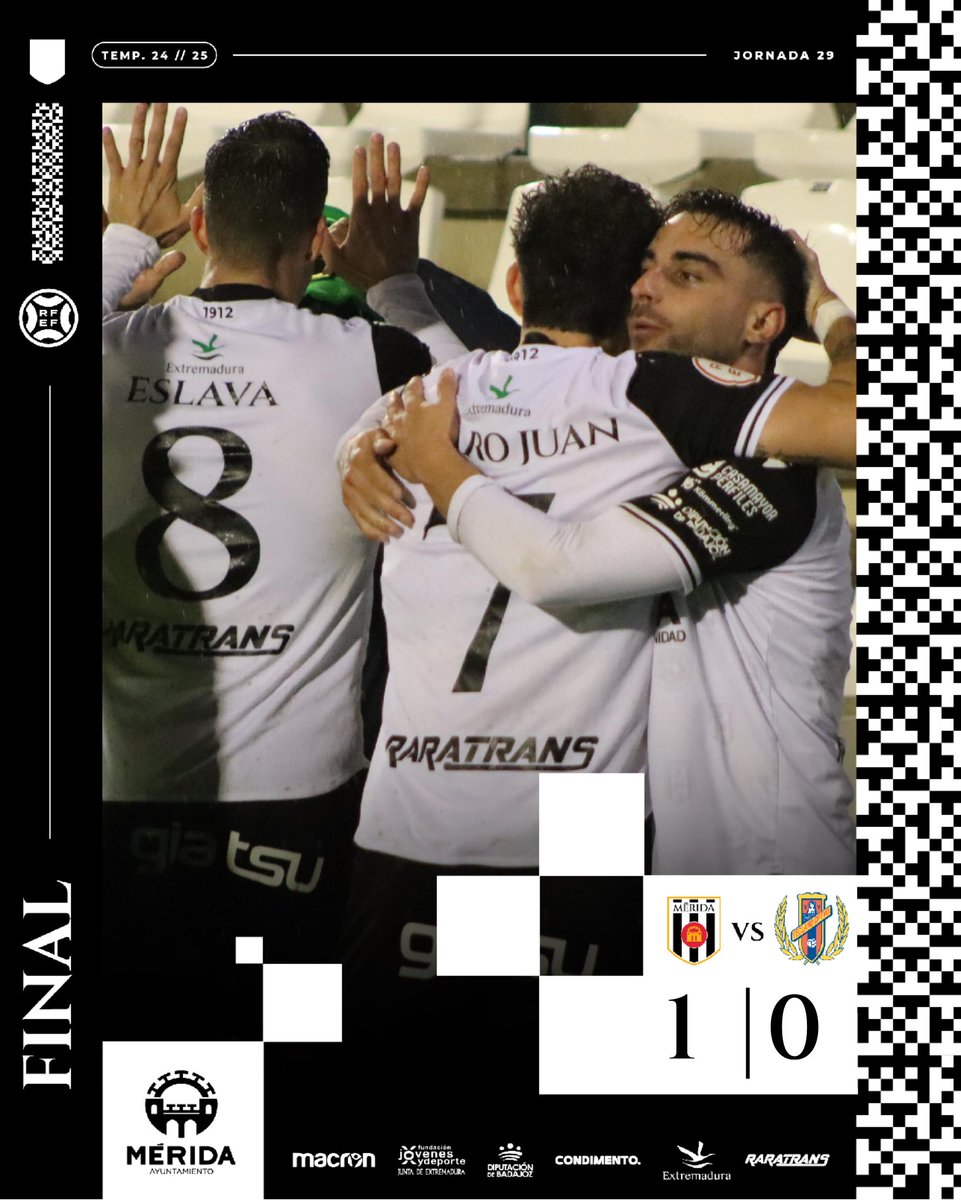 A.D. Mérida (@merida_ad) on Twitter photo ✅ ¡FINAL! ¡FINAL! ¡➕3️⃣ en el Romano! ¡Vamos EQUIPO! ⚪️⚫️ ¡Victoria de 🥚🥚! 🙌🏽
<a href="/Merida_AD/">A.D. Mérida</a> 1-0 <a href="/Yeclano_dptvo/">Yeclano Deportivo</a>
⚽️ <a href="/carlosdoncel11/">carlos doncel</a>
#MéridaYeclano ✅ ¡FINAL! ¡FINAL! ¡➕3️⃣ en el Romano! ¡Vamos EQUIPO! ⚪️⚫️ ¡Victoria de 🥚🥚! 🙌🏽
<a href="/Merida_AD/">A.D. Mérida</a> 1-0 <a href="/Yeclano_dptvo/">Yeclano Deportivo</a>
⚽️ <a href="/carlosdoncel11/">carlos doncel</a>
#MéridaYeclano