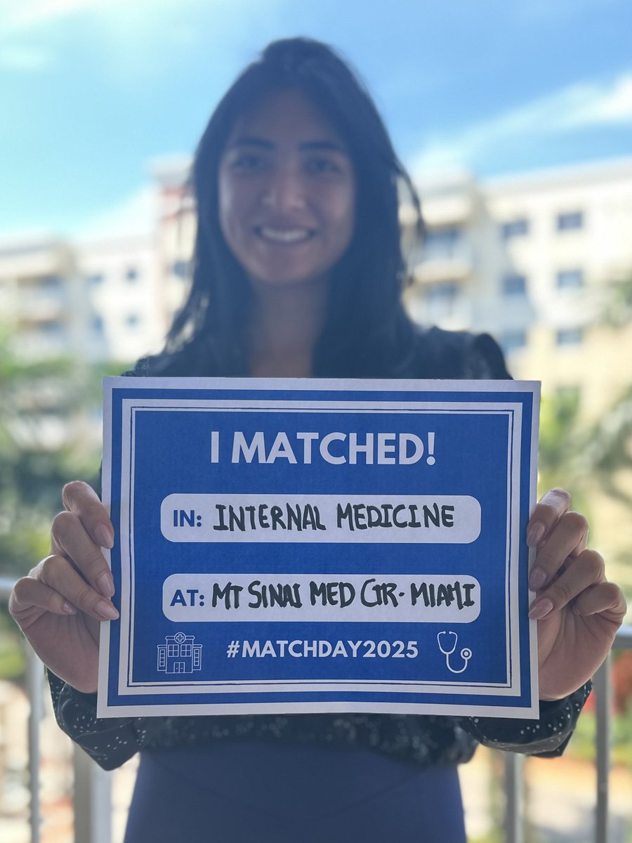 So excited to announce that I matched at Mt Sinai Miami for Internal Medicine! Grateful to be part of this amazing family and to call Miami home for the next three years! #Match2025 #InternalMedicine #MSMC #AAPP <a href="/MountSinaiMiami/">Mount Sinai Medical Center</a>