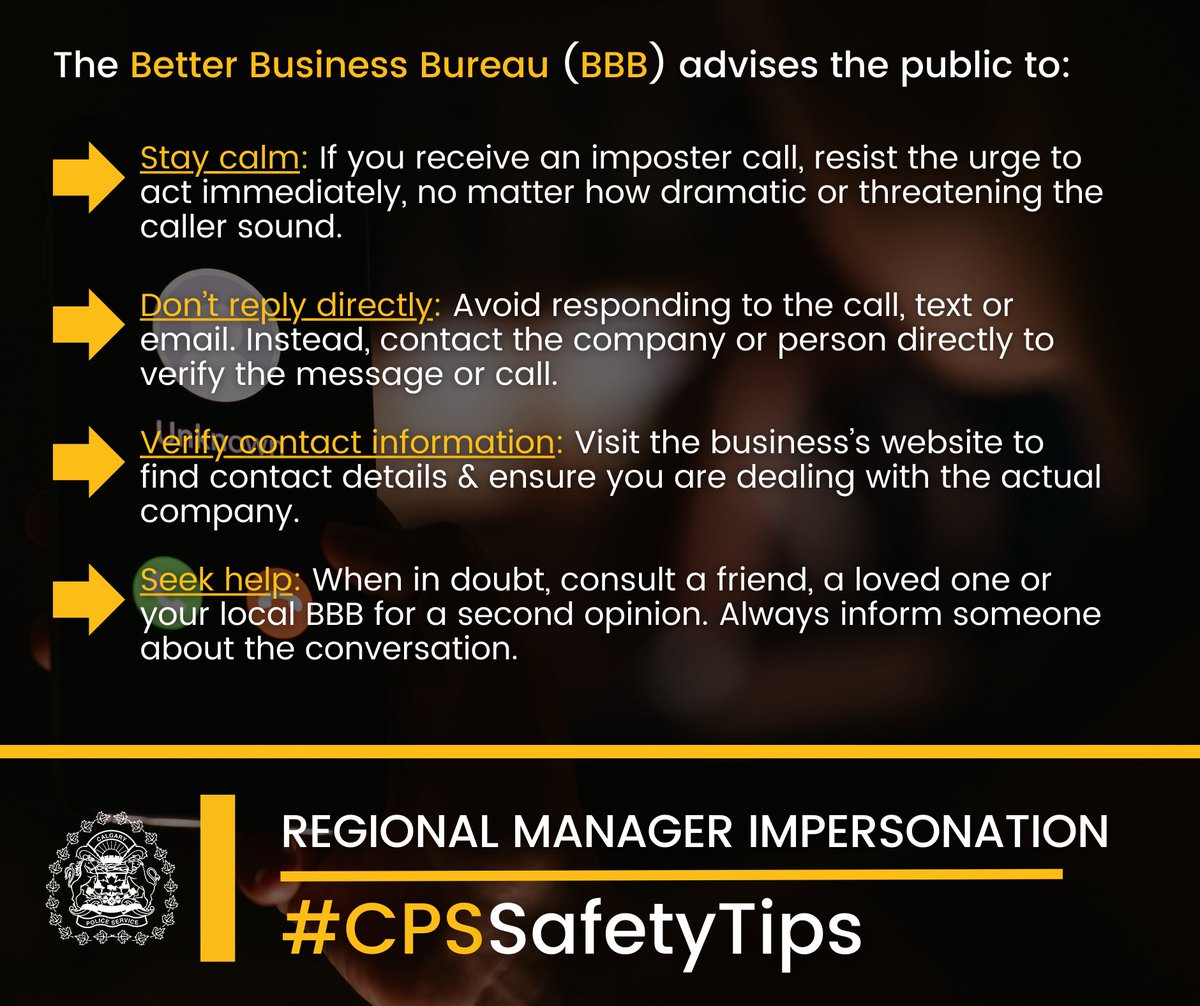 ⚠️ SCAM ALERT ⚠️

The CPS is warning businesses about a potential scam following reports of individuals impersonating regional managers &amp; instructing employees to deposit money into a bitcoin ATM.
 
Several downtown businesses have reported losses ranging from hundreds to