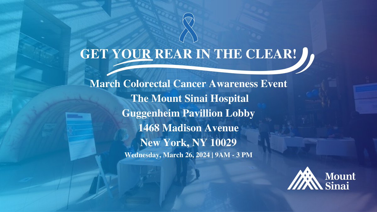Mount Sinai Division of Gastroenterology (@mountsinaigi) on Twitter photo Join us on Wednesday, March 26, 2025, from 9 AM to 3 PM to learn about your colon health, speak with an expert, and get your screening questions answered. For screening options or referrals, call Mount Sinai’s CHOICE Program at 212-824-7887.
<a href="/DOMSinaiNYC/">Mount Sinai Department of Medicine</a> Join us on Wednesday, March 26, 2025, from 9 AM to 3 PM to learn about your colon health, speak with an expert, and get your screening questions answered. For screening options or referrals, call Mount Sinai’s CHOICE Program at 212-824-7887.
<a href="/DOMSinaiNYC/">Mount Sinai Department of Medicine</a>