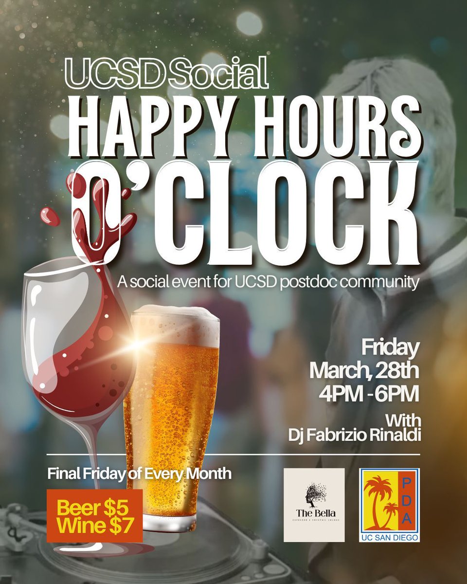 Join Us Every Last Friday of the Month!

🗓️ Next Gathering: Friday, March 28th, 2025
🕓 Time: 4 PM
📍 Venue: 2nd Floor Terrace at The Bella | Espresso &amp; Cocktail Lounge
2880 Torrey Pines Scenic Dr, La Jolla, CA 92037

🎵 Featuring Live Beats from DJ Fabrizio Rinaldi!