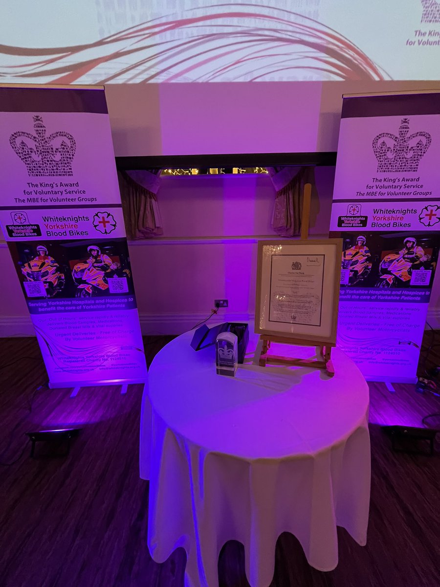 Ed Anderson, Lord Lieutenant of West Yorkshire (@lordltwy) on Twitter photo Many congratulations to <a href="/yorksbloodbikes/">YorkshireBloodBikes</a> on receiving their <a href="/KingsAwardVS/">The King's Award</a> this evening at an uplifting event <a href="/BertiesElland/">Bertie's Elland</a>. This wonderful group of volunteers transports blood and other vital supplies out of normal hours to hospitals and hospices, saving huge sums for the NHS. Many congratulations to <a href="/yorksbloodbikes/">YorkshireBloodBikes</a> on receiving their <a href="/KingsAwardVS/">The King's Award</a> this evening at an uplifting event <a href="/BertiesElland/">Bertie's Elland</a>. This wonderful group of volunteers transports blood and other vital supplies out of normal hours to hospitals and hospices, saving huge sums for the NHS.
