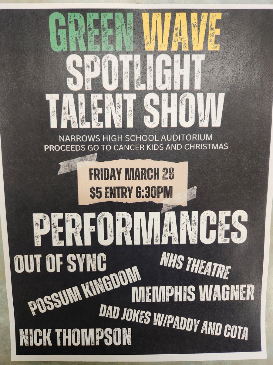 nhsgreenwave's tweet image. Dinner and a show next Friday night! Come out to eat, be entertained and support a great cause.